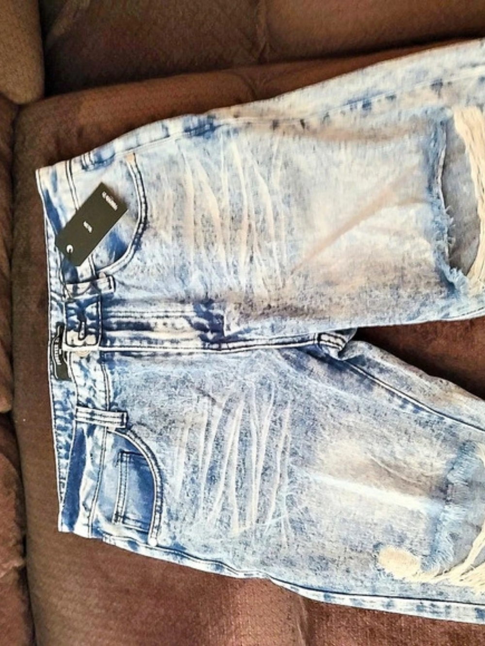 Forever 21 Distressed Jean Shorts in Blue